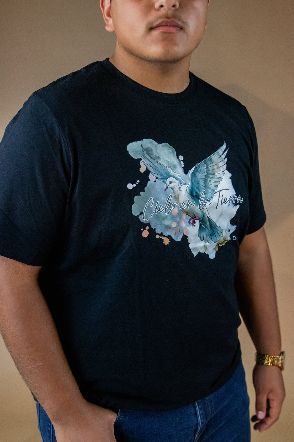 'Cielo, en la Tierra Dove' Black T-Shirt & Long Sleeve - Kids & Adults